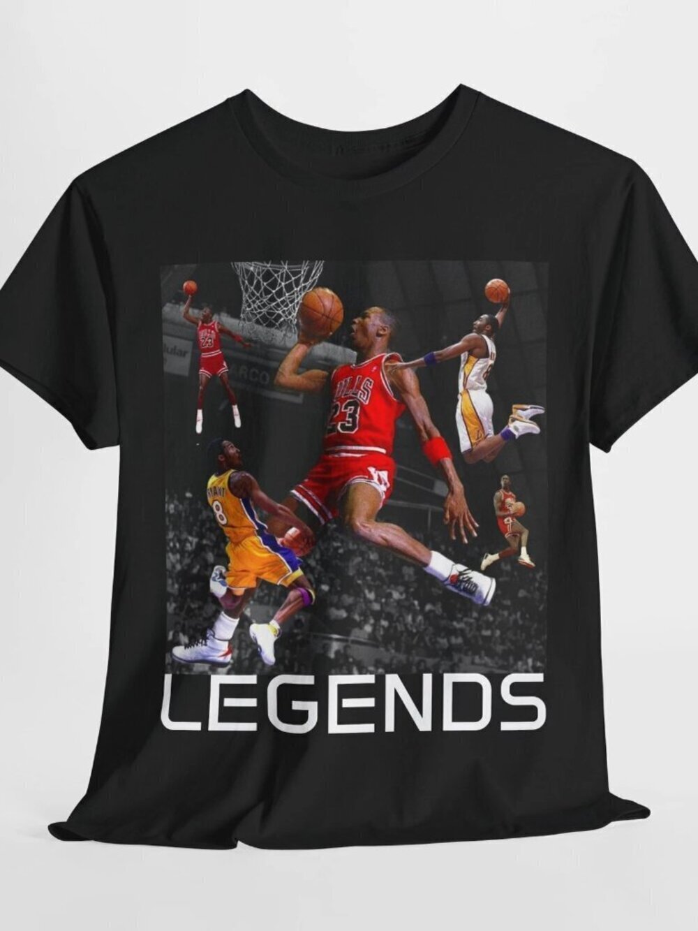 NBA Legends MJ & Kobe Dunks Unisex Heavy Cotton T-Shirt